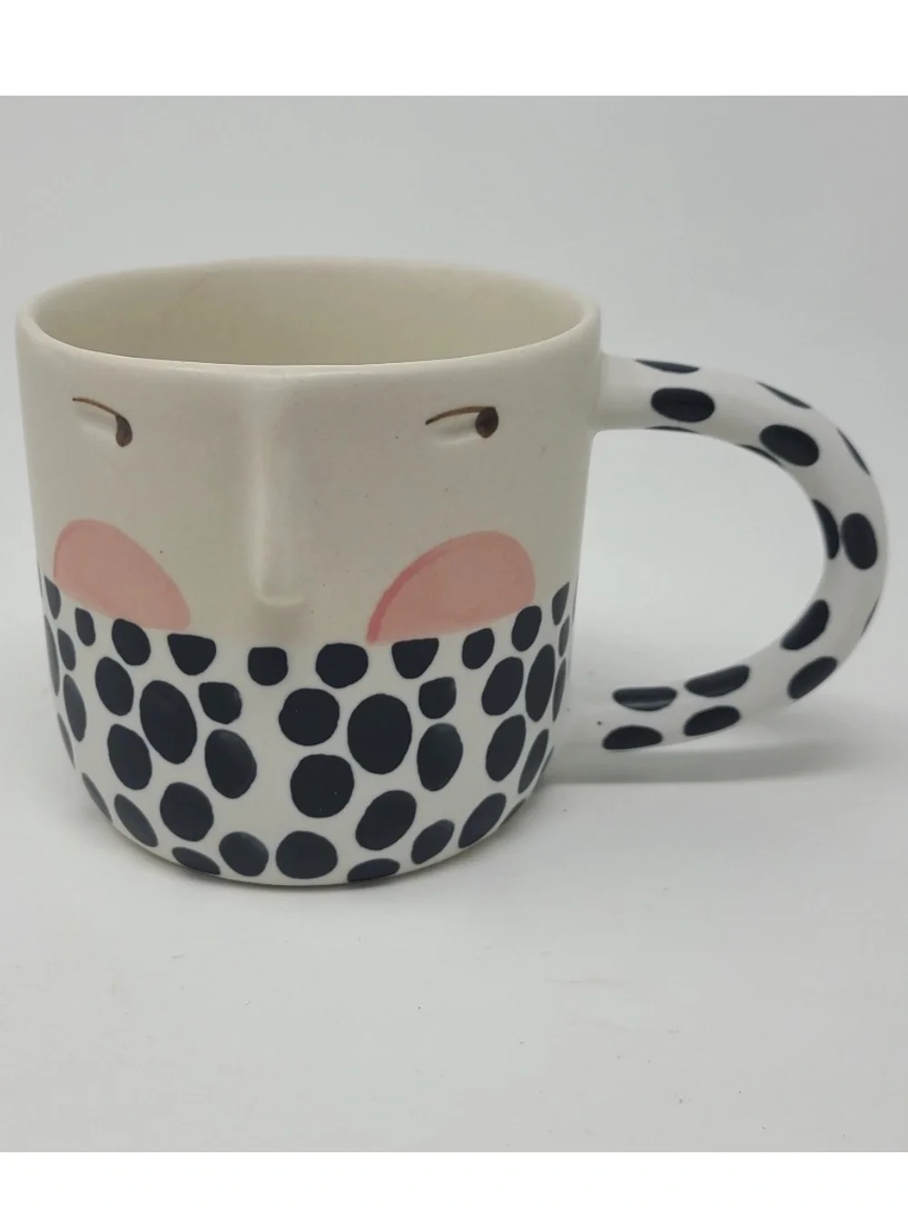 Anthropologie Fotini Tikkou Visage Polka Dot Face Mug 3D Ceramic Coffee Tea NEW
